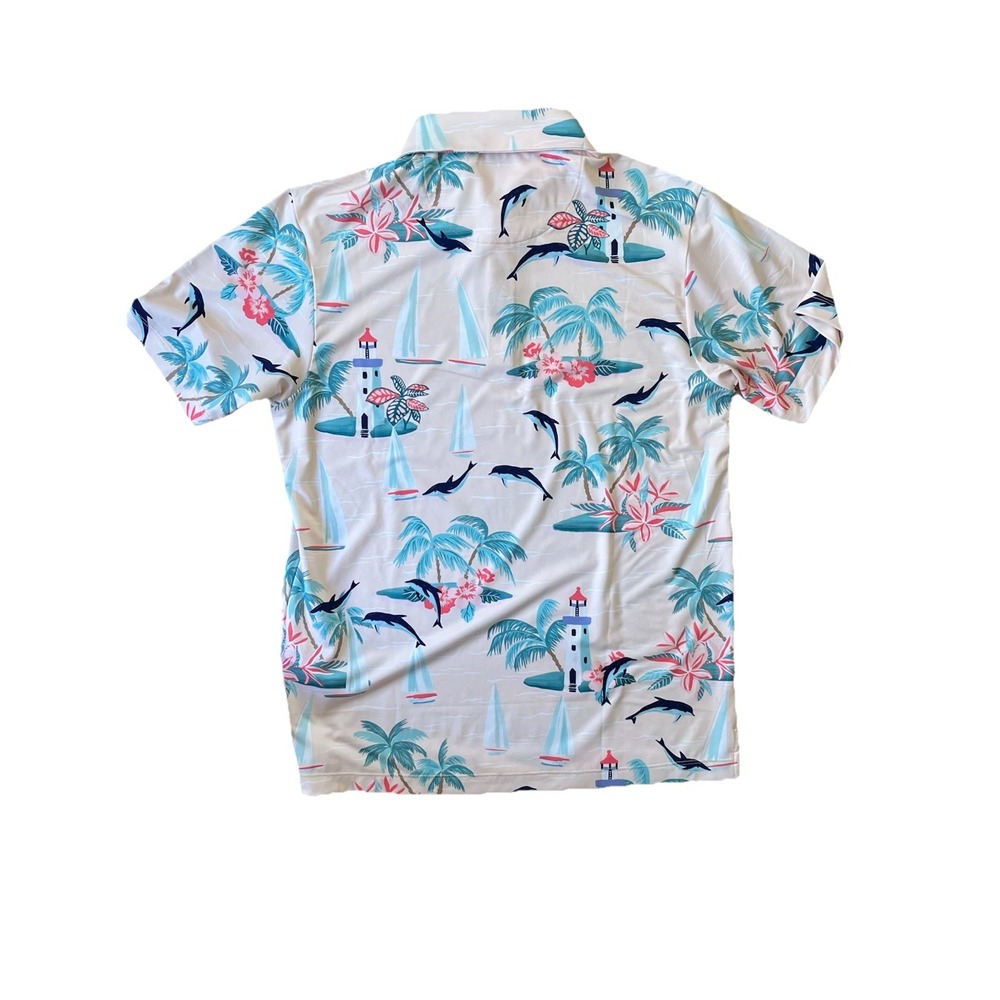 Bad Birdie Polo Shirt Mens Small Pink‎ Marino Golf Performance Dolphins Stretch - Picture 6 of 9